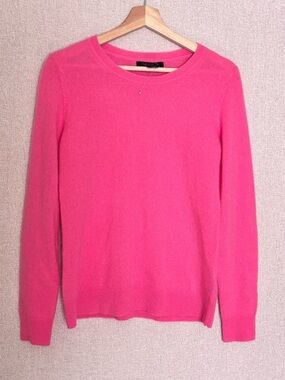 TAHARI 100% 2 ply Cashmere crewneck pink sweater size Small lightweight spring